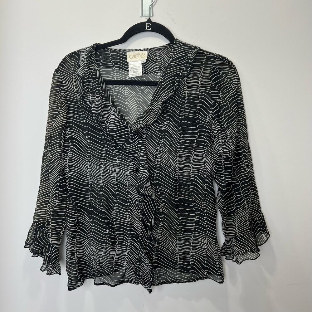 (SALE 5/$25) Vintage Cache Sheer Ruffle Top